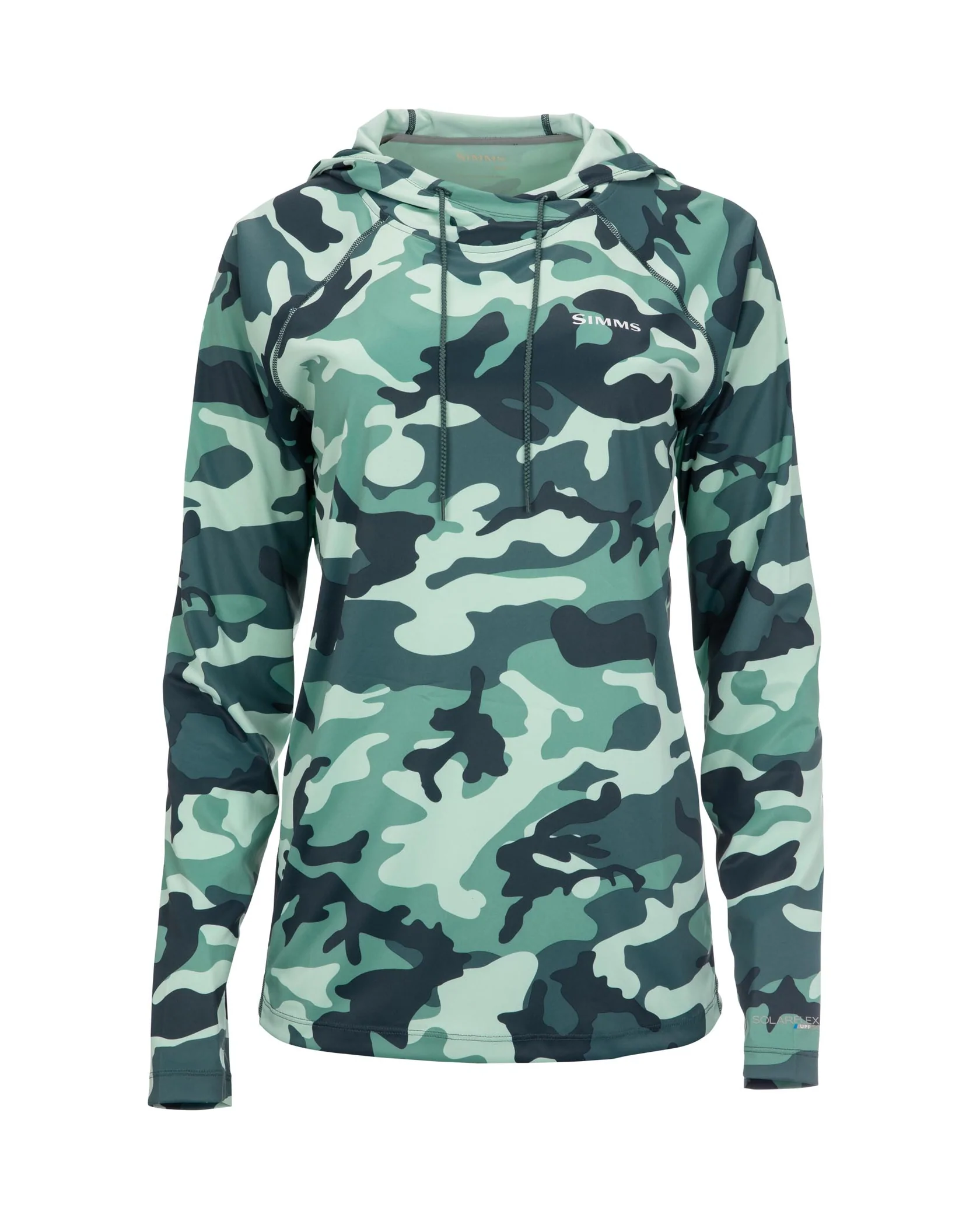 Simms Women's Solarflex Hoody - Print - Woodland Camo Avalon,M