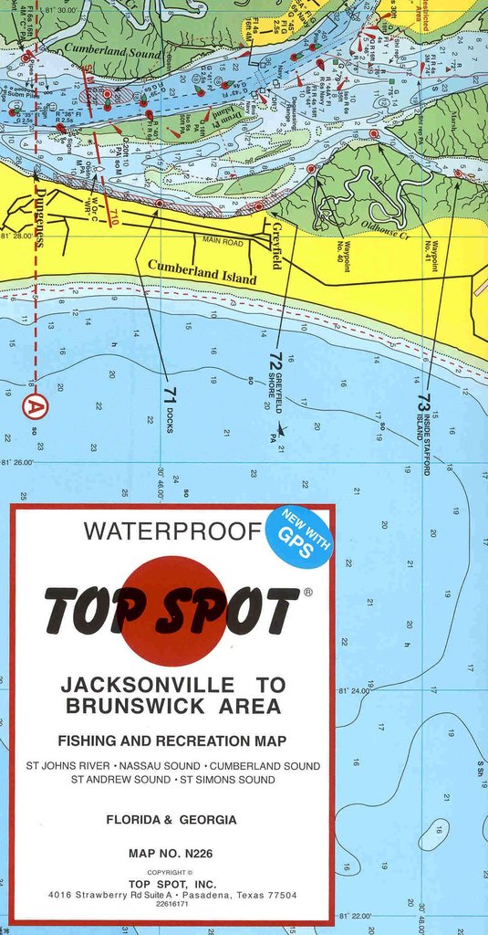 Top Spot - Jacksonville to Brunswick Area Fishing and Recreation Map - Andy  Thornal Company