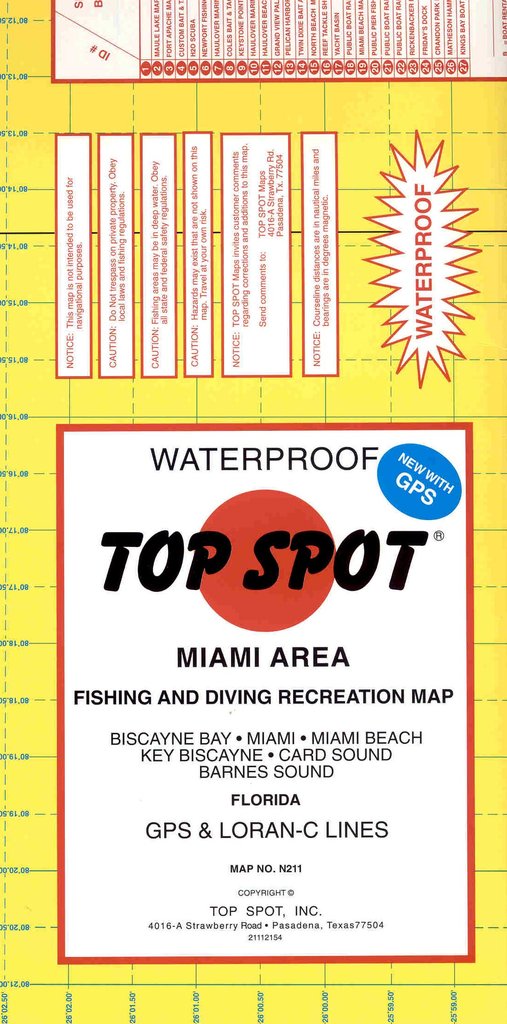 Top Spot - Miami Area Fishing and Diving Recreation Map #N211 - Andy  Thornal Company