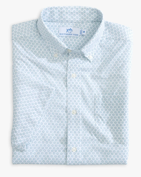 Southern Tide Men's Brrr Intercoastal Floral to See Short Sleeve Sportshirt / Wake Blue